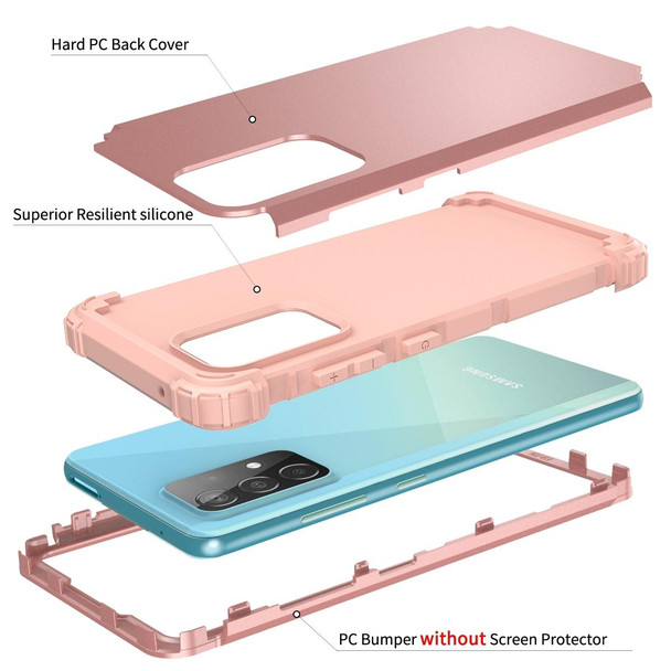 Samsung Galaxy A52 4G / 5G PC + Silicone Three-piece Shockproof Protection Case(Rose Gold)