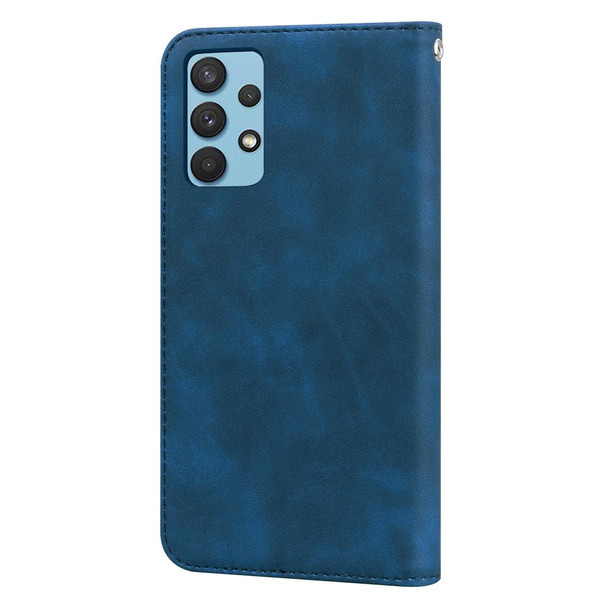 Samsung Galaxy A32 4G Frosted Business Magnetic Horizontal Flip PU Leather Case with Holder & Card Slot & Lanyard(Blue)