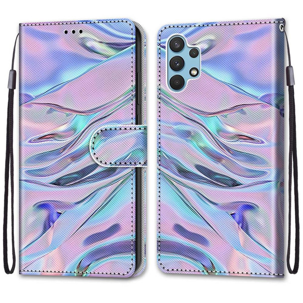 Samsung Galaxy A32 4G / A32 Lite Coloured Drawing Cross Texture Horizontal Flip PU Leather Case with Holder & Card Slots & Wallet & Lanyard(Fluorescent Water Texture)