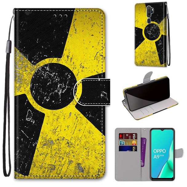 OPPO A9 (2020) / A5 (2020) / A11X / A11 Coloured Drawing Cross Texture Horizontal Flip PU Leather Case with Holder & Card Slots & Wallet & Lanyard(Yellow Black Logo)