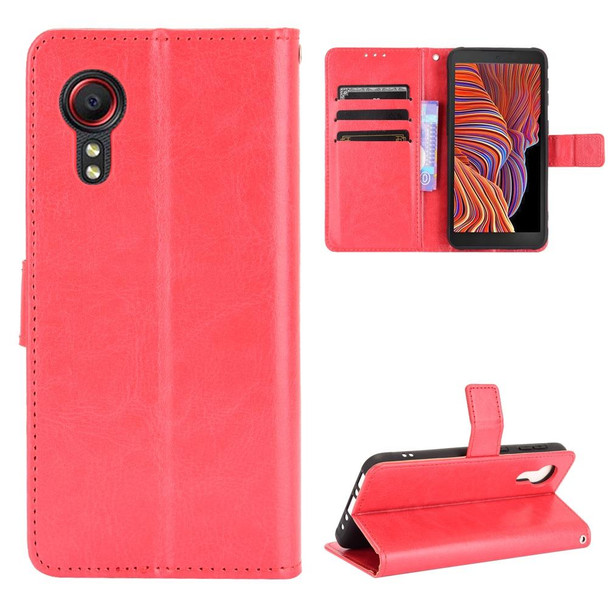 Samsung Galaxy Xcover 5 Retro Crazy Horse Texture Horizontal Flip Leather Case with Holder & Card Slots & Photo Frame(Red)