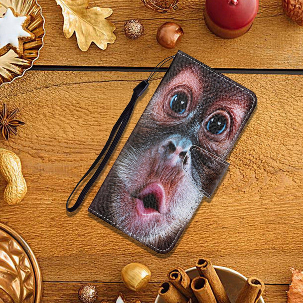 Samsung Galaxy Note20 Ultra Colored Drawing Pattern Horizontal Flip Leather Case with Holder & Card Slots & Wallet & Lanyard(Orangutan)