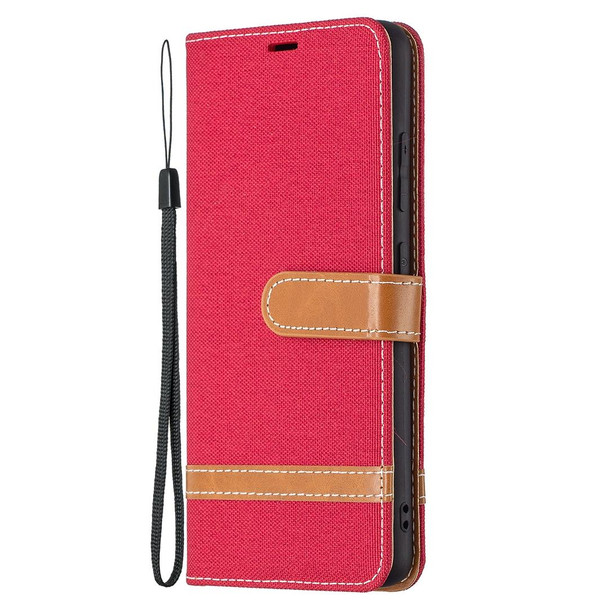 Samsung Galaxy A32 4G Color Matching Denim Texture Horizontal Flip Leather Case with Holder & Card Slots & Wallet & Lanyard(Red)