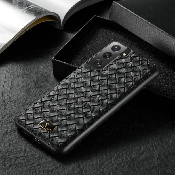 Samsung Galaxy S21+ 5G Fierre Shann Leather Texture Phone Back Cover Case(Woven Black)