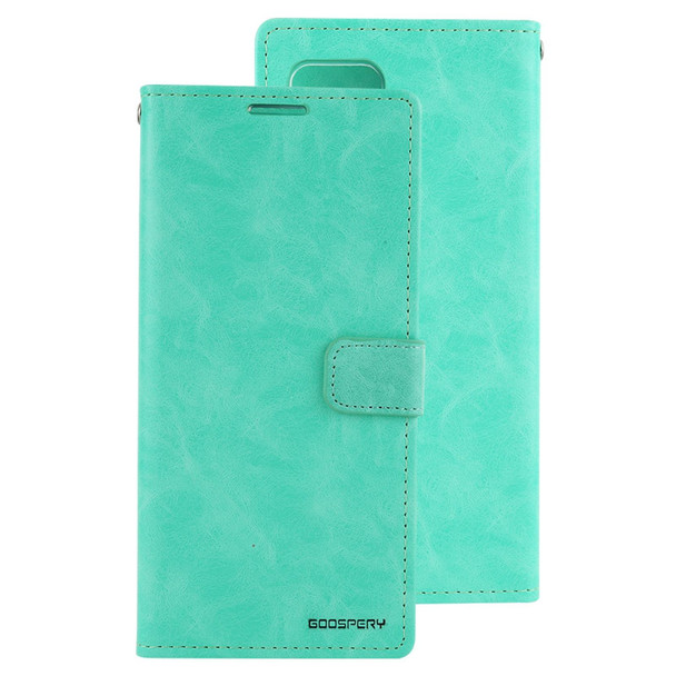 Samsung Galaxy A42 5G GOOSPERY BLUE MOON DIARY Crazy Horse Texture Horizontal Flip Leather Case With Bracket & Card Slot & Wallet(Mint Green)