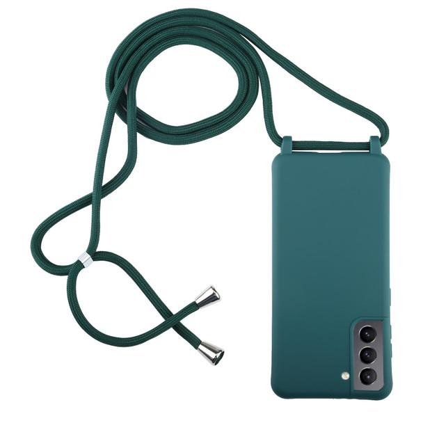 Samsung Galaxy S21+ 5G Candy Colors TPU Protective Case with Lanyard(Dark Green)