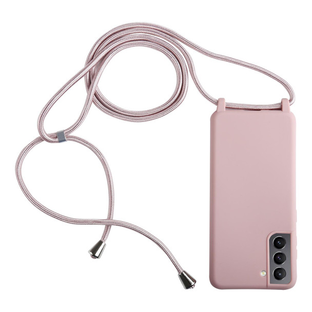 Samsung Galaxy S21+ 5G Candy Colors TPU Protective Case with Lanyard(Rose Gold)