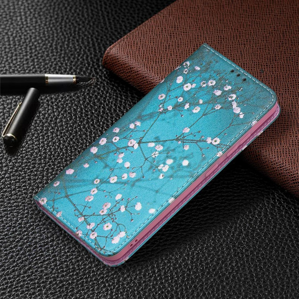 Samsung Galaxy A32 4G Colored Drawing Pattern Invisible Magnetic Horizontal Flip PU Leather Case with Holder & Card Slots & Wallet(Plum Blossom)