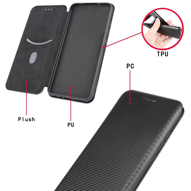 Samsung Galaxy A32 4G Carbon Fiber Texture Magnetic Horizontal Flip TPU + PC + PU Leather Case with Card Slot(Black)