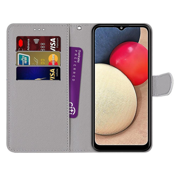 Samsung Galaxy A02s / M02s Coloured Drawing Cross Texture Horizontal Flip PU Leather Case with Holder & Card Slots & Wallet & Lanyard(Purple Green Starry Sky)