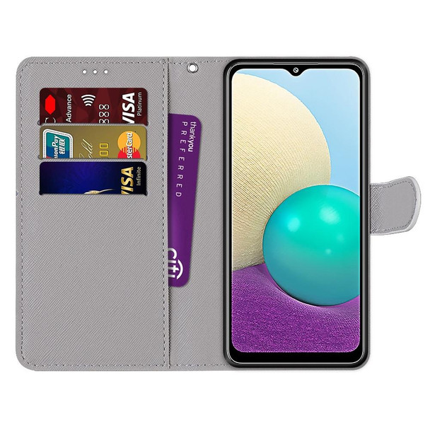 Samsung Galaxy A02 / M02 Coloured Drawing Cross Texture Horizontal Flip PU Leather Case with Holder & Card Slots & Wallet & Lanyard(Yellow Black Logo)