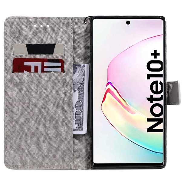 Galaxy Note 10 Plus 3D Painted Pattern Horizontal Flip Leather Case, with Wallet & Holder & Card Slots & Lanyard(Black Butterfly)