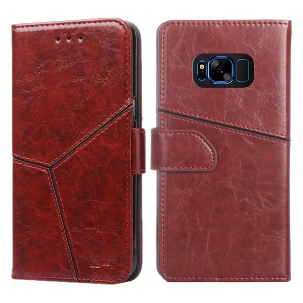 Samsung Galaxy S8+ Geometric Stitching Horizontal Flip TPU + PU Leather Case with Holder & Card Slots & Wallet(Dark Brown)