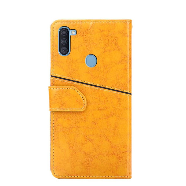 Samsung Galaxy A11(EU Version) Geometric Stitching Horizontal Flip TPU + PU Leather Case with Holder & Card Slots & Wallet(Yellow)