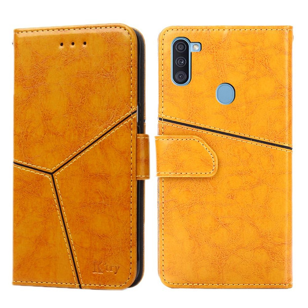 Samsung Galaxy A11(EU Version) Geometric Stitching Horizontal Flip TPU + PU Leather Case with Holder & Card Slots & Wallet(Yellow)