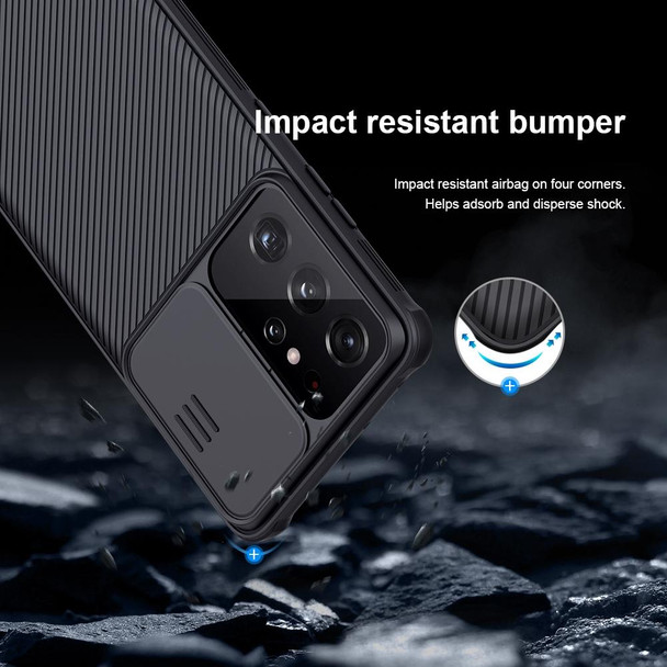 Samsung Galaxy S21 Ultra 5G NILLKIN Black Mirror Pro Series Camshield Full Coverage Dust-proof Scratch Resistant Phone Case(Black)