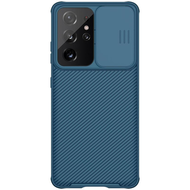 Samsung Galaxy S21 Ultra 5G NILLKIN Black Mirror Pro Series Camshield Full Coverage Dust-proof Scratch Resistant Phone Case(Blue)