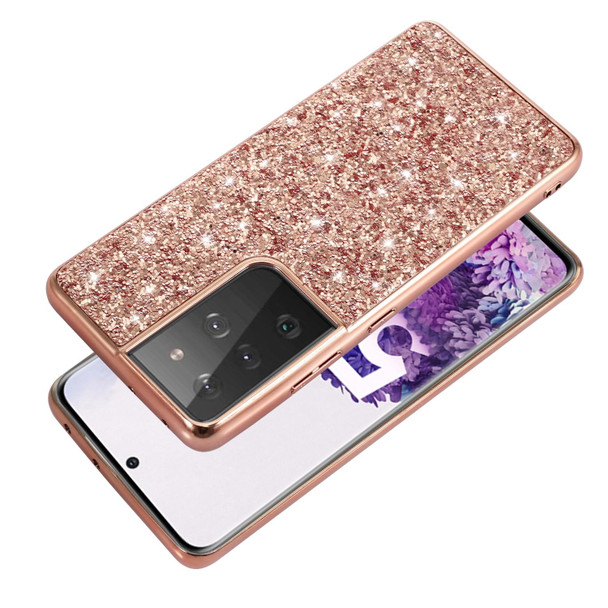 Samsung Galaxy S21 Ultra 5G Glitter Powder Shockproof TPU Protective Case(Black)