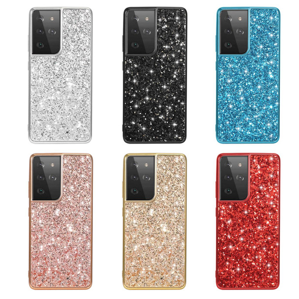 Samsung Galaxy S21 Ultra 5G Glitter Powder Shockproof TPU Protective Case(Black)