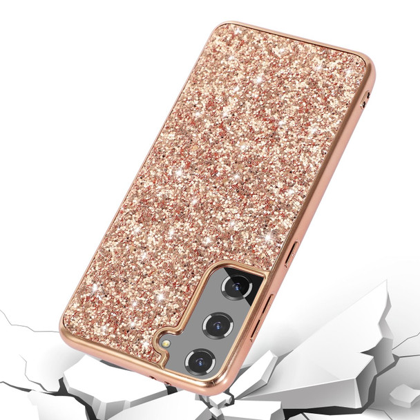 Samsung Galaxy S21 Plus 5G Glitter Powder Shockproof TPU Protective Case(Rose Gold)