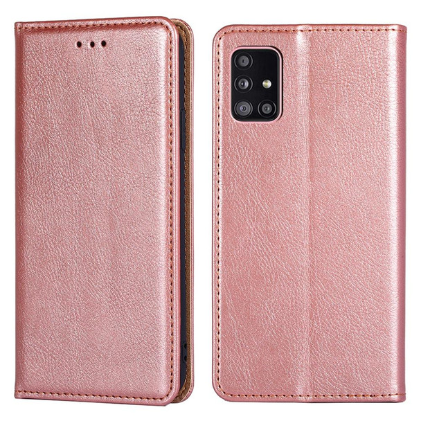 Samsung Galaxy A51 5G PU + TPU Gloss Oil Solid Color Magnetic Horizontal Flip Leather Case with Holder & Card Slot & Wallet(Rose Gold)