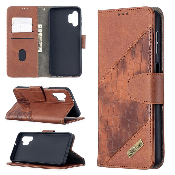 Samsung Galaxy A32 5G Matching Color Crocodile Texture Horizontal Flip PU Leather Case with Wallet & Holder & Card Slots(Brown)