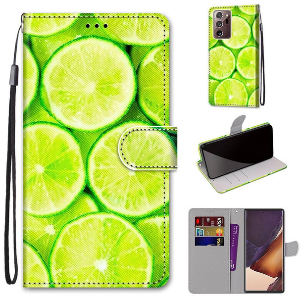 Samsung Galaxy Note20 Ultra Coloured Drawing Cross Texture Horizontal Flip PU Leather Case with Holder & Card Slots & Wallet & Lanyard(Lime)