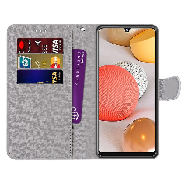 Samsung Galaxy A42 5G Coloured Drawing Cross Texture Horizontal Flip PU Leather Case with Holder & Card Slots & Wallet & Lanyard(Gradient Colorful Flower)