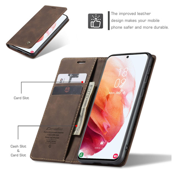 Samsung Galaxy S21+ 5G CaseMe 013 Multifunctional Horizontal Flip Leather Case with Holder & Card Slot & Wallet(Coffee)