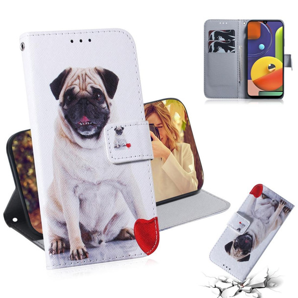 Galaxy A50s Painting Pattern Coloured Drawing Horizontal Flip Leather Case with Holder & Card Slots & Wallet(Pug)
