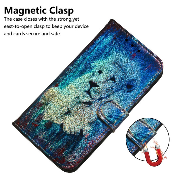 Galaxy A50s Colored Drawing Pattern Colorful Magnetic Buckle Horizontal Flip PU Leather Case with Holder & Card Slots & Wallet & Lanyard(White Lion)