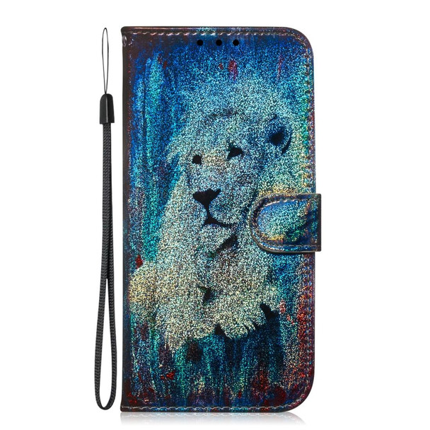 Galaxy A10s Colored Drawing Pattern Colorful Magnetic Buckle Horizontal Flip PU Leather Case with Holder & Card Slots & Wallet & Lanyard(White Lion)
