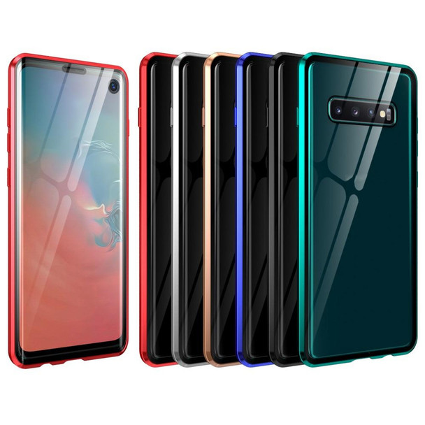 Samsung Galaxy S10+ Magnetic Metal Frame Double-sided Tempered Glass Case(Red)