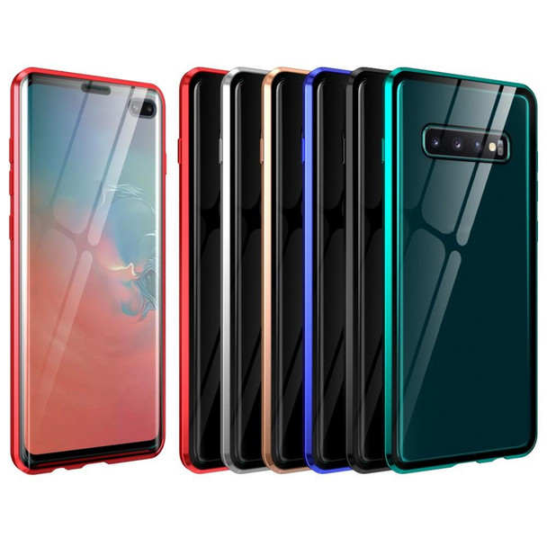 Samsung Galaxy S10 Magnetic Metal Frame Double-sided Tempered Glass Case(Silver)