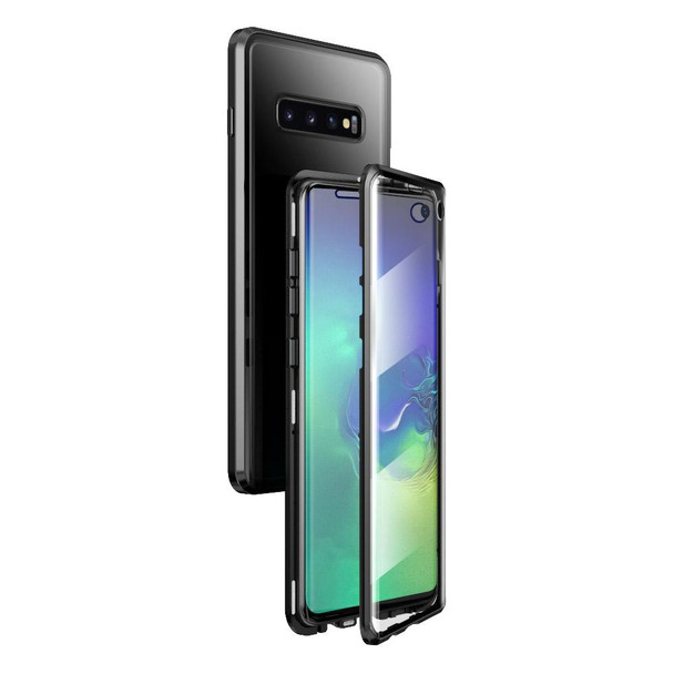 Samsung Galaxy S10 Magnetic Metal Frame Double-sided Tempered Glass Case(Black)