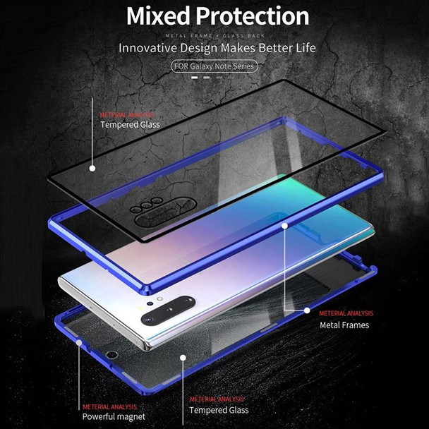 Samsung Galaxy Note10+ Magnetic Metal Frame Double-sided Tempered Glass Case(Blue Purple)