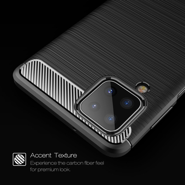 Samsung Galaxy A12 Brushed Texture Carbon Fiber TPU Case(Black)