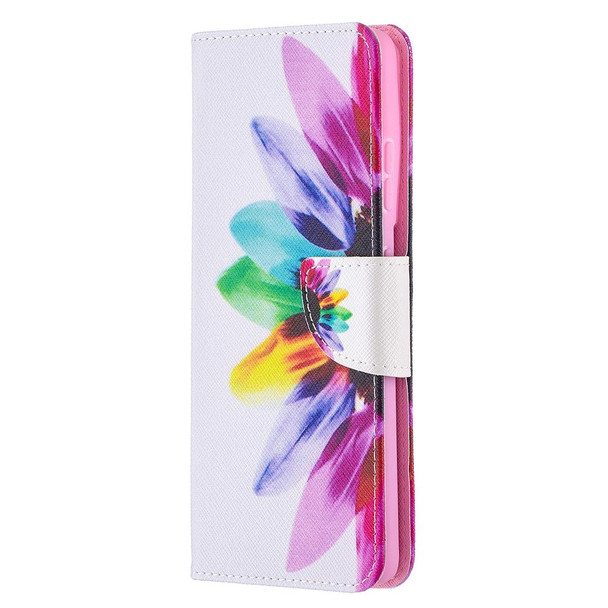 Samsung Galaxy S21 Ultra 5G Colored Drawing Pattern Horizontal Flip Leather Case with Holder & Card Slots & Wallet(Sun Flower)