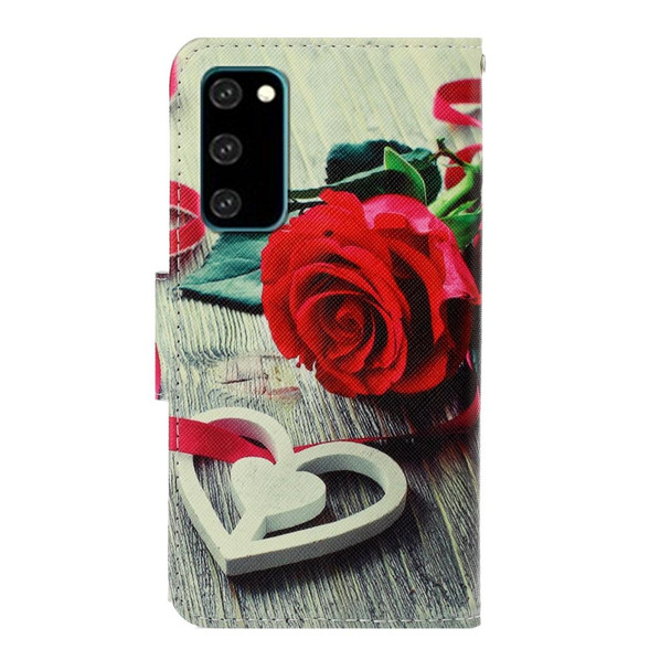 Galaxy S20 3D Colored Drawing Horizontal Flip PU Leather Case with Holder & Card Slots & Wallet(Red Rose)