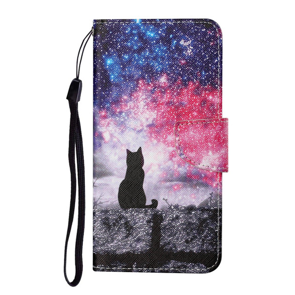 Samsung Galaxy Note20 Ultra Colored Drawing Pattern Horizontal Flip Leather Case with Holder & Card Slots & Wallet & Lanyard(Starry Cat)