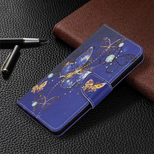 Samsung Galaxy A32 4G Colored Drawing Pattern Horizontal Flip Leather Case with Holder & Card Slots & Wallet(Purple Butterfly)