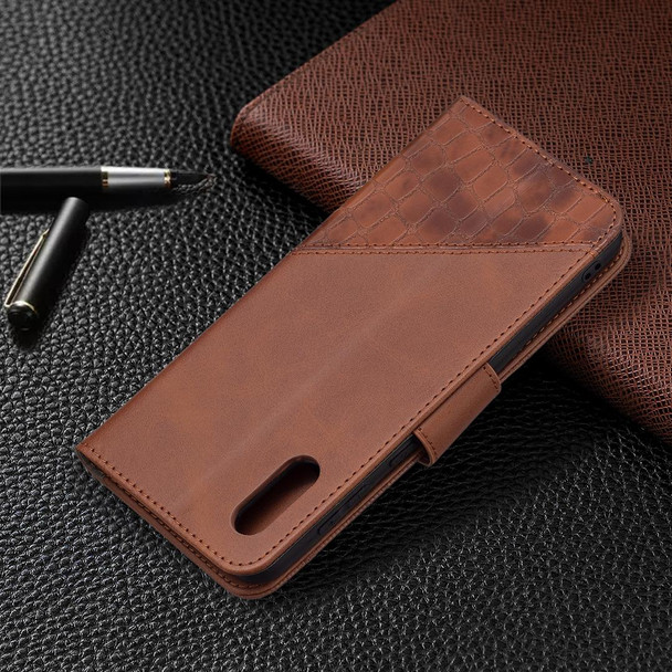 Samsung Galaxy A02 / M02 Matching Color Crocodile Texture Horizontal Flip PU Leather Case with Wallet & Holder & Card Slots(Brown)