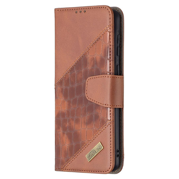 Samsung Galaxy A02 / M02 Matching Color Crocodile Texture Horizontal Flip PU Leather Case with Wallet & Holder & Card Slots(Brown)
