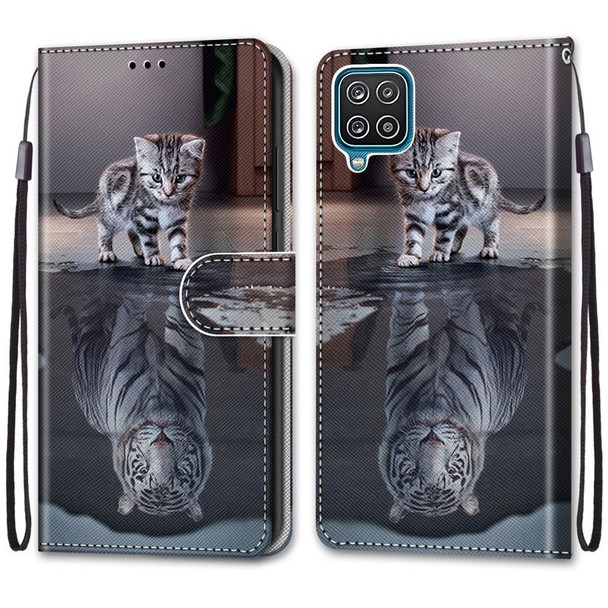 Samsung Galaxy A12 / M12 Coloured Drawing Cross Texture Horizontal Flip PU Leather Case with Holder & Card Slots & Wallet & Lanyard(Cat Becomes Tiger)