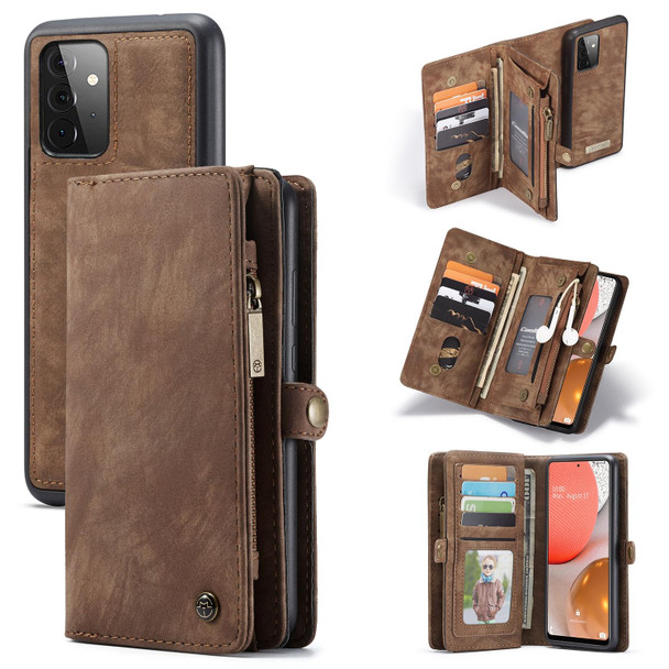 Samsung Galaxy A72 5G / 4G CaseMe Detachable Multifunctional Horizontal Flip Leather Case, with Card Slot & Holder & Zipper Wallet & Photo Frame(Brown)