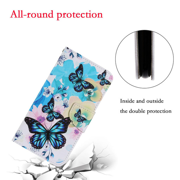 Samsung Galaxy S21 Ultra 5G Coloured Drawing Pattern Horizontal Flip PU Leather Case with Holder & Card Slots & Wallet & Lanyard(Purple Butterfly)