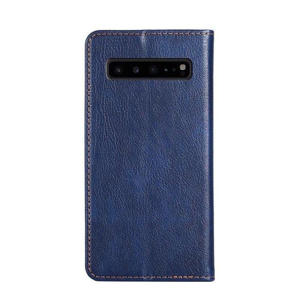 Samsung Galaxy S10 5G PU + TPU Gloss Oil Solid Color Magnetic Horizontal Flip Leather Case with Holder & Card Slot & Wallet(Blue)