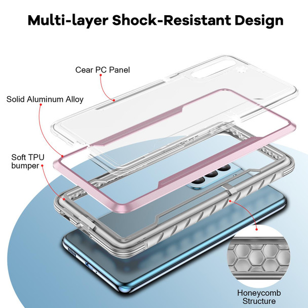 Samsung Galaxy S21+ 5G iPAKY Thunder Series Aluminum Frame + TPU Bumper + Clear PC Shockproof Case(Rose Gold)