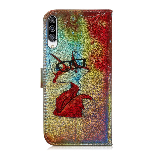 Galaxy A30s Colored Drawing Pattern Colorful Magnetic Buckle Horizontal Flip PU Leather Case with Holder & Card Slots & Wallet & Lanyard(Glasses Fox)
