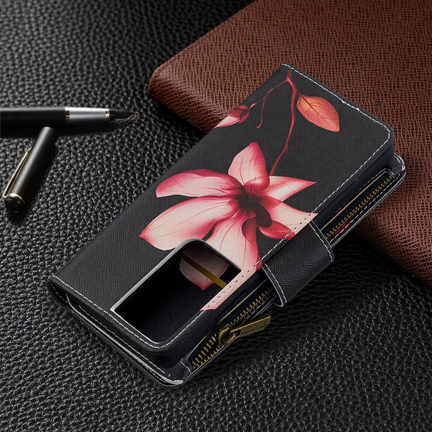 Samsung Galaxy S30 Ultra Colored Drawing Pattern Zipper Horizontal Flip Leather Case with Holder & Card Slots & Wallet(Lotus)